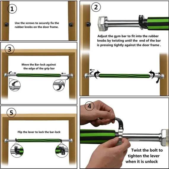 Gym Pull Up Doorway Chin Up Fitness Exercise Trainer Bar