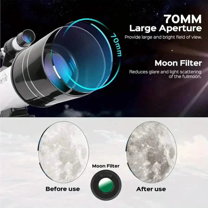Portable Astronomical 150X Telescope 70mm Aperture Telescope Monocular With Tripod